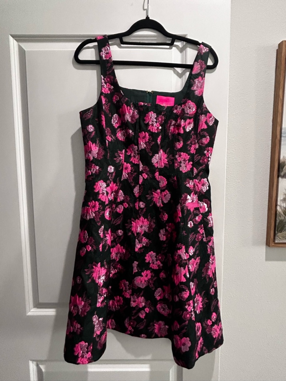 Lilly Pulitzer Black Dress with Hot Pink Floral Print